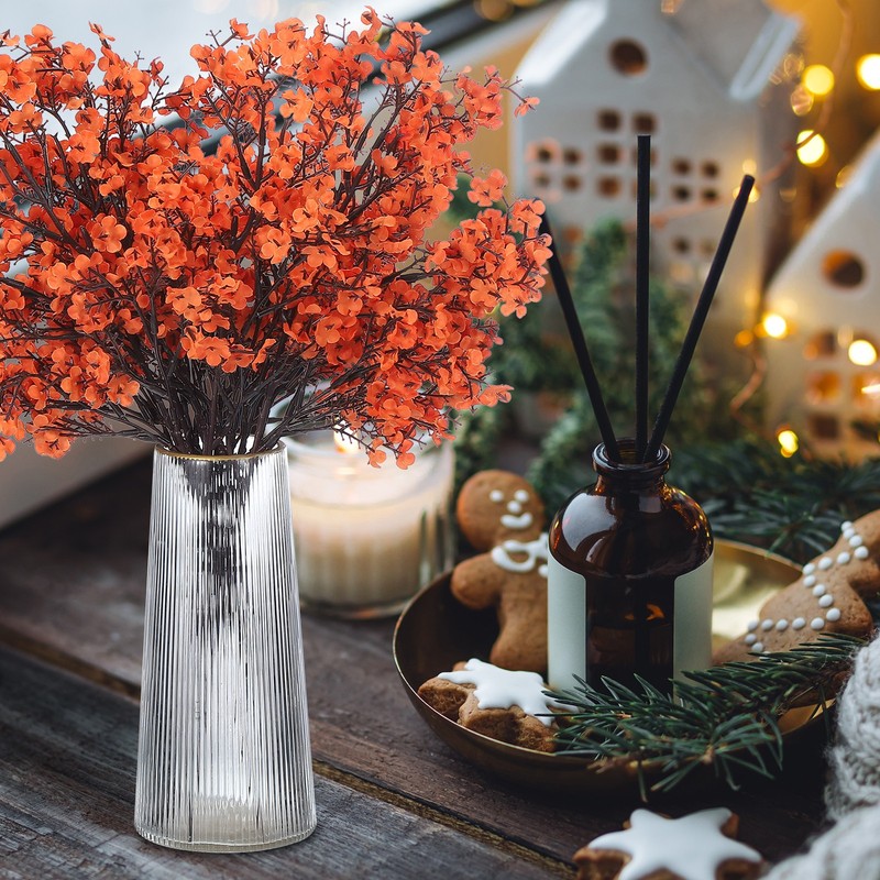 9pcs Breath Artificial Flowers DIY Bouquet Fake Flowers Orange gallery