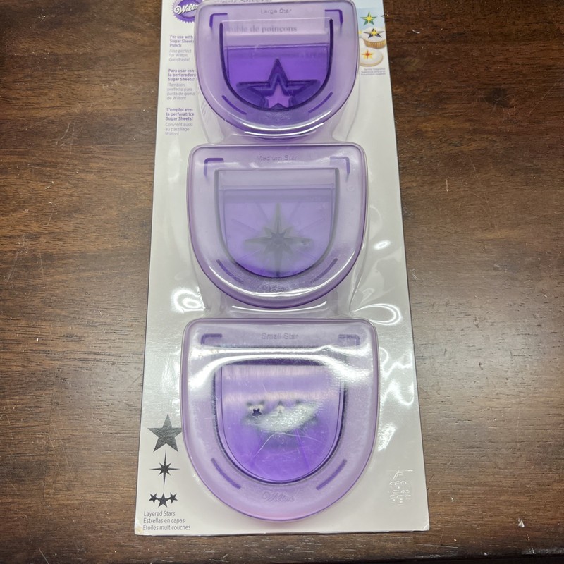 Sugar Sheets Layered Stars 3 Piece Cutting Insert Set New Wilton