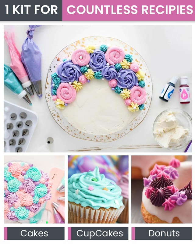 74 PCs Icing Piping Bags and Tips Set, Cake Decorating Kit with 48-Numbered P... gallery