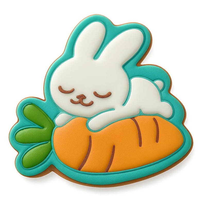 Chibi Bunny Resting on Giant Carrot Cookie Cutter & Stamp - 4x3.2 gallery