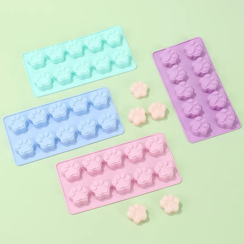 Silicone Molds Puppy Dog Paw Bone Non-Stick Ice Cube Molds for Chocolate Candy J