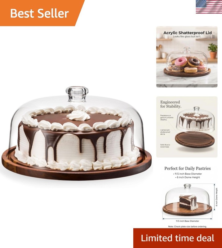 Sophisticated Cake Server Platter with Acrylic Lid – Ideal for Entertaining