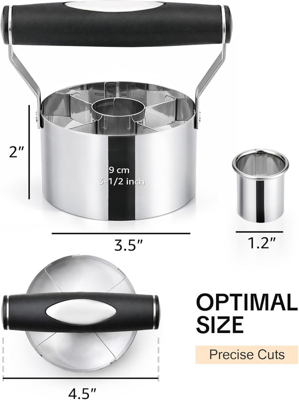 Donut Cutter, 3.5" Stainless Steel Doughnut Cutter with Ergonomic Soft Grip Hand gallery