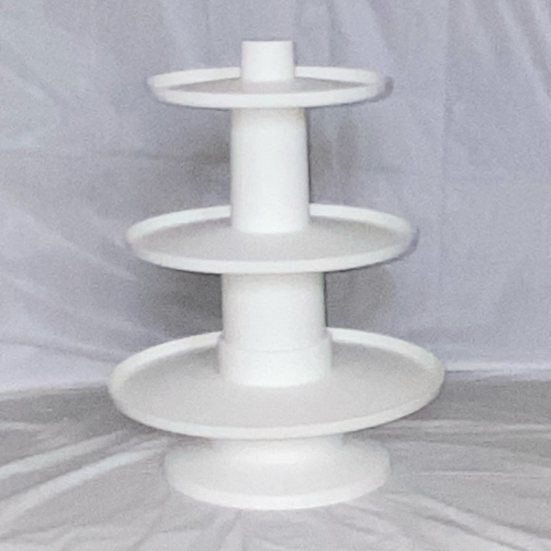 White Matte Plastic 4-Tier Round Cupcake Stand Holder, Disassembles for Storage