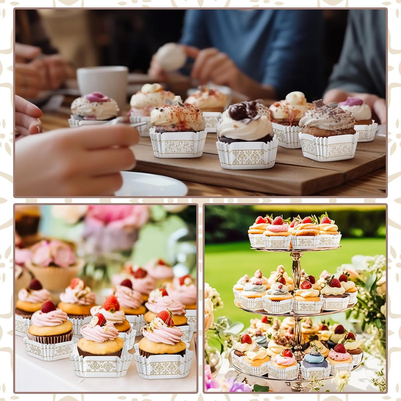 300 Pcs Square Cupcake Liners 2.36 Inches Dessert Liner Paper Square Baking Cups gallery