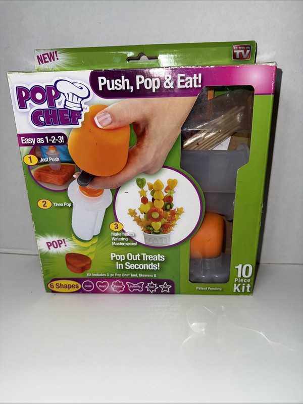 POP CHEF 10 Piece Kit 6 Shapes Cuts Food Fruits Veggies AS SEEN TV Kids Cooking