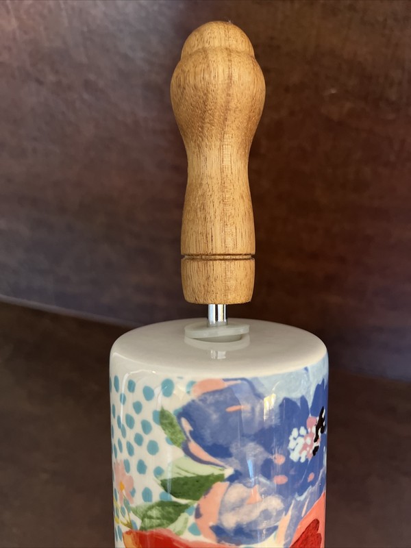 Pioneer Woman "Spring Melody" Floral Ceramic Rolling Pin Wood retired gallery