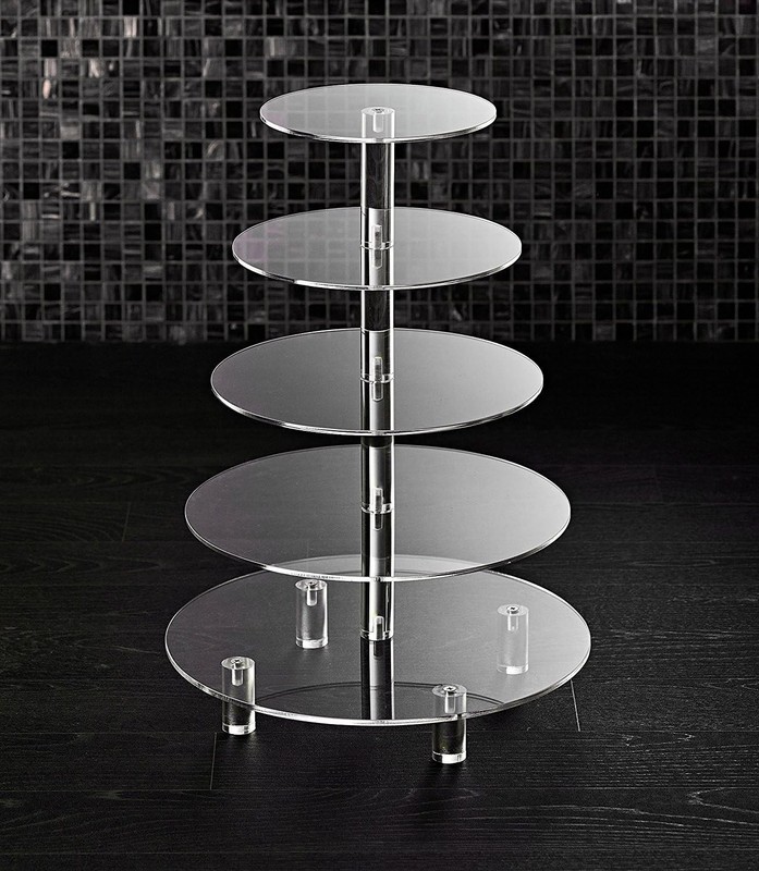 5 Tier Acrylic Cupcake Stand Extra Thick 5mm Base Large Cupcake Tower Multi