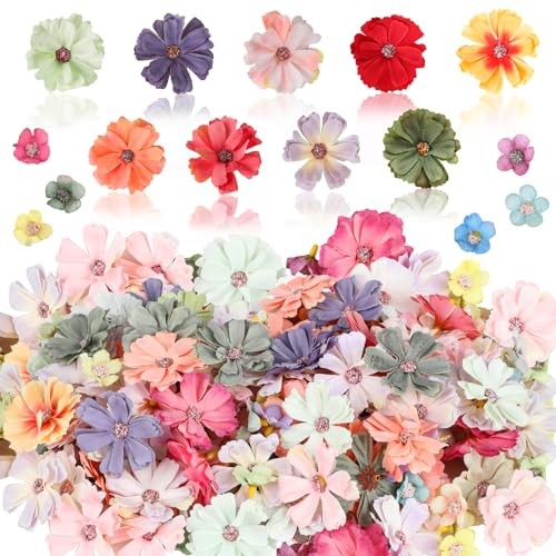 FOIMAS 150pcs Mini Faux Flower for Crafts,Artificial Flower Heads Daisy Peony