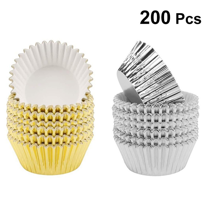 200Pcs Thicken Baking Cake Cups Aluminum Foil Paper Wrappers for Party Desserts gallery