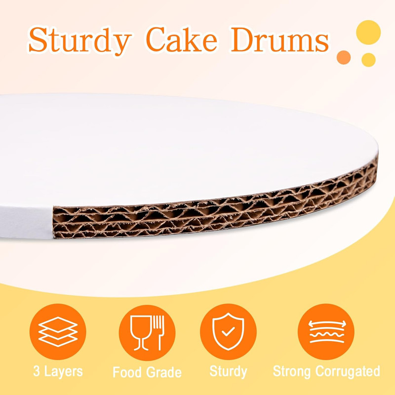 MEBRUDY 12 PCS Cake Boards 14 Inch Round,1/2 Inch Thick Sturdy Cake Drums, Food gallery