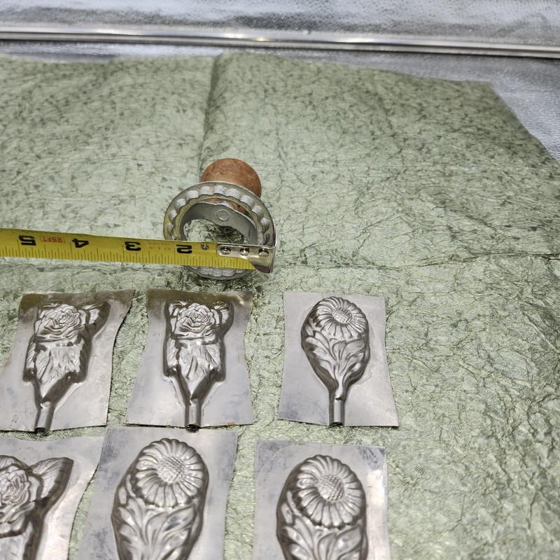 Lot of vintage antique Candy Mold Tin Candy Chocolate Sucker Mold flower rose gallery