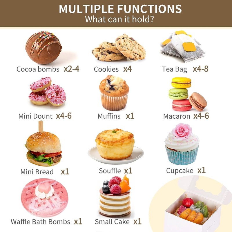Small Cookie Boxes, 4x4x2.5 Inch, Ideal for Cupcakes, Donuts gallery
