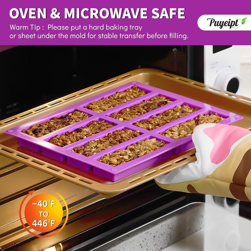 Granola Bar Molds, 2 Pack, 16 Cavities | Candy Bar Molds, Rectangle Silicone ... gallery