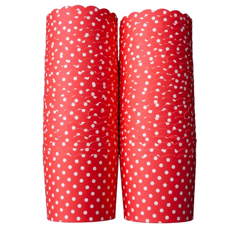 Paper Baking Cups Large (50-Pack) Polka Dots Greaseproof Disposable - Perfect