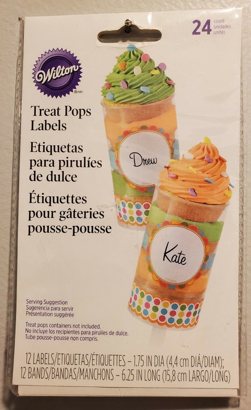 Wilton Treat Pops Labels/Wraps Orange/Green Polk Dots 12 Count Labels New