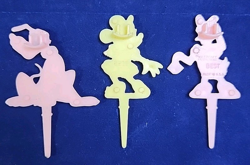 VINTAGE 50's DISNEY PLASTIC CAKE TOPPER/CANDLE HOLDER LOT (3) gallery