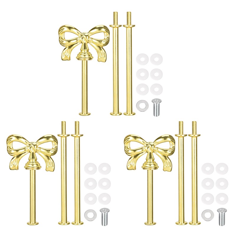 3 Set Gold Bow-Knot Cake Plate Stand Handle with Screws