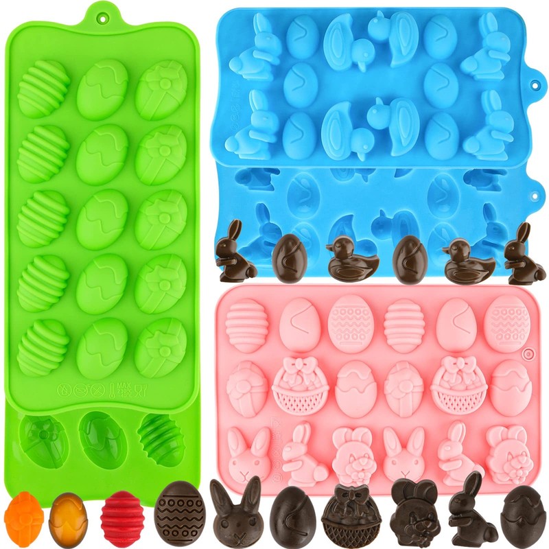 Easter Egg Silicone Mold for Chocolate 5 Packs Egg Shaped Mold Baking Pan for…
