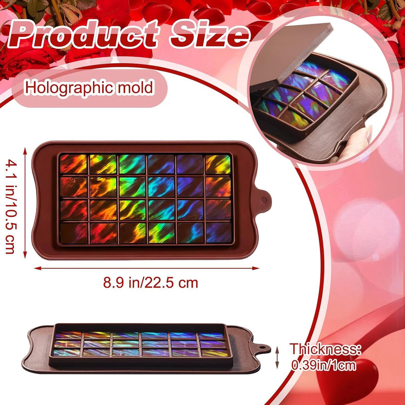 Flame Holographic Chocolate Molds Silicone - 7 Unique Designs, Chocolate Bar Mol gallery