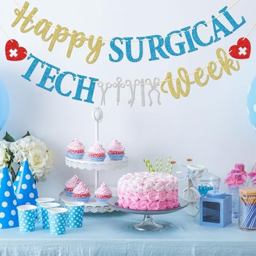 Happy Surgical Tech Week Banner, Pre-strung Surgical Tech Week Party Decor, gallery