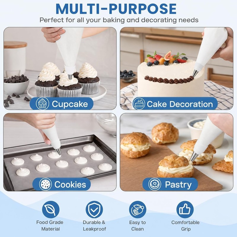Reusable Piping Bags and Tips Set – 16" Pastry Bags for Cake Decorating, Cupcake gallery