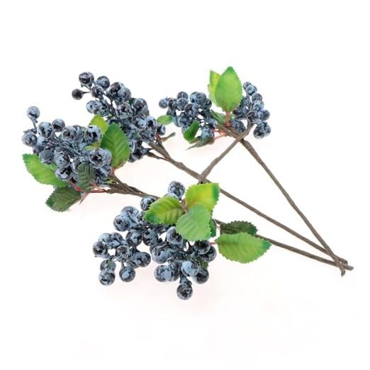 4pcs Artificialberries Fruit Stems Fake Berries Picks Flowers Plant Blue gallery
