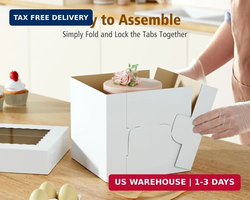10Pcs Corrugated Cake Boxes in 2 Sizes - 12x12x12 & 10x10x10 Inch Tall Cake Box gallery