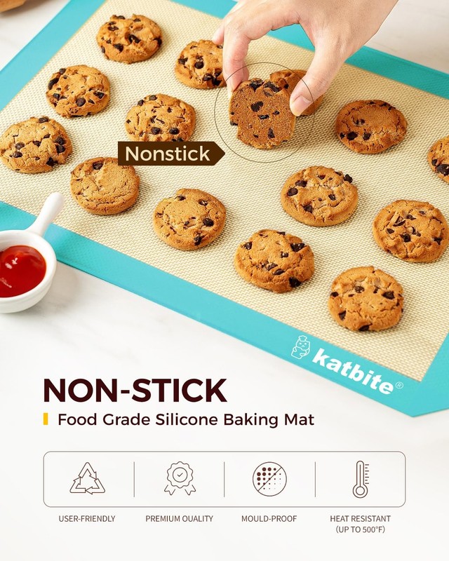 Katbite Silicone Baking Mat Colorful 16.5"L x 0.4"W, Dark Blue 3 Pack gallery