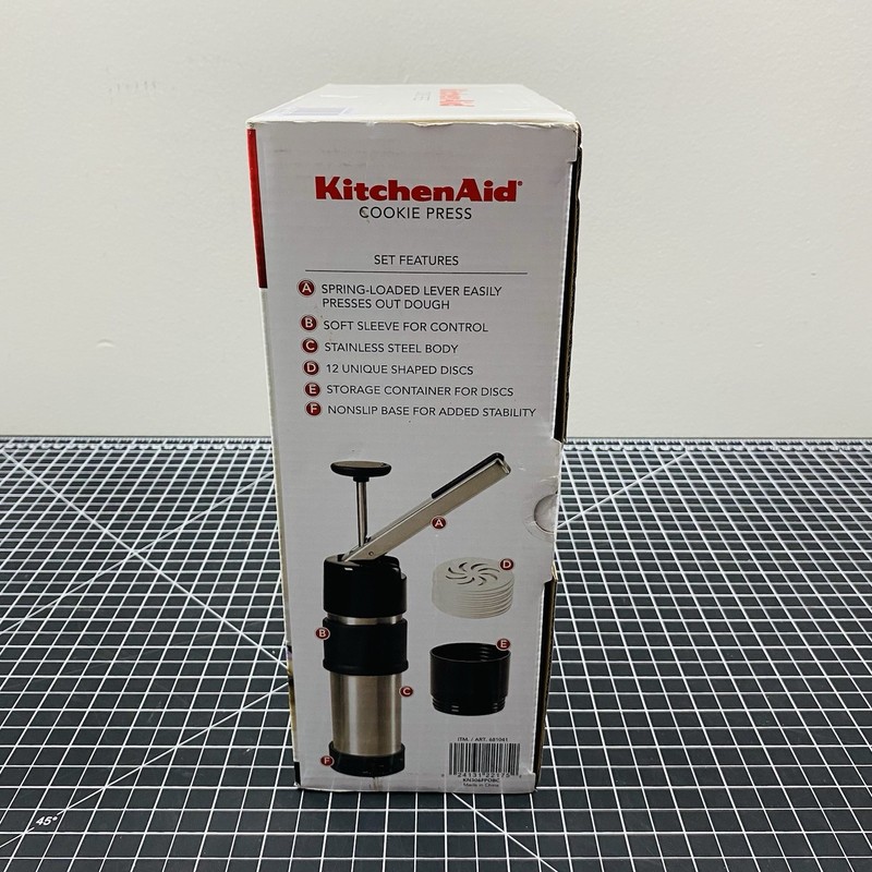 KitchenAid Gourmet Cookie Press Set Stainless Steel/Black 12 Discs New In Box gallery