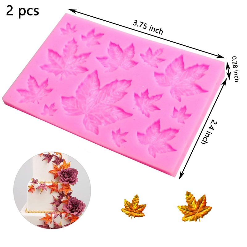 2 PCS Maple Leaf Silicone Mold Fondant Mold, Resin Sugarcraft Mold for Cupcak... gallery