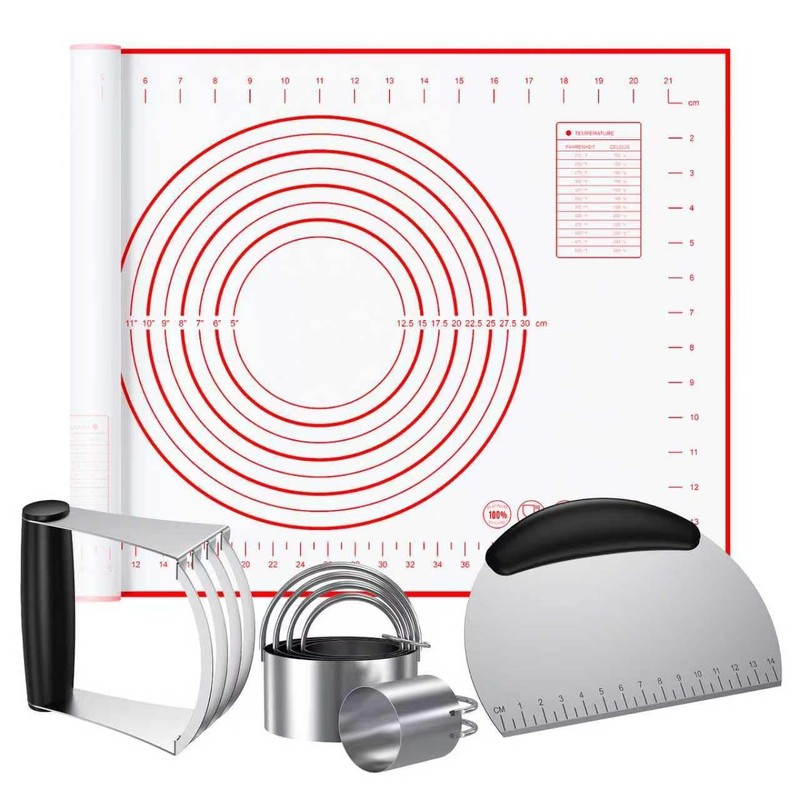 Frapkom Biscuit Cutter Silicone Pastry Dough Baking Mat Set Baking Tools And