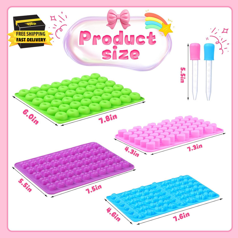 Candy Molds Silicone, with 2 Droppers, Non-Stick Silicone Candy Molds Including gallery