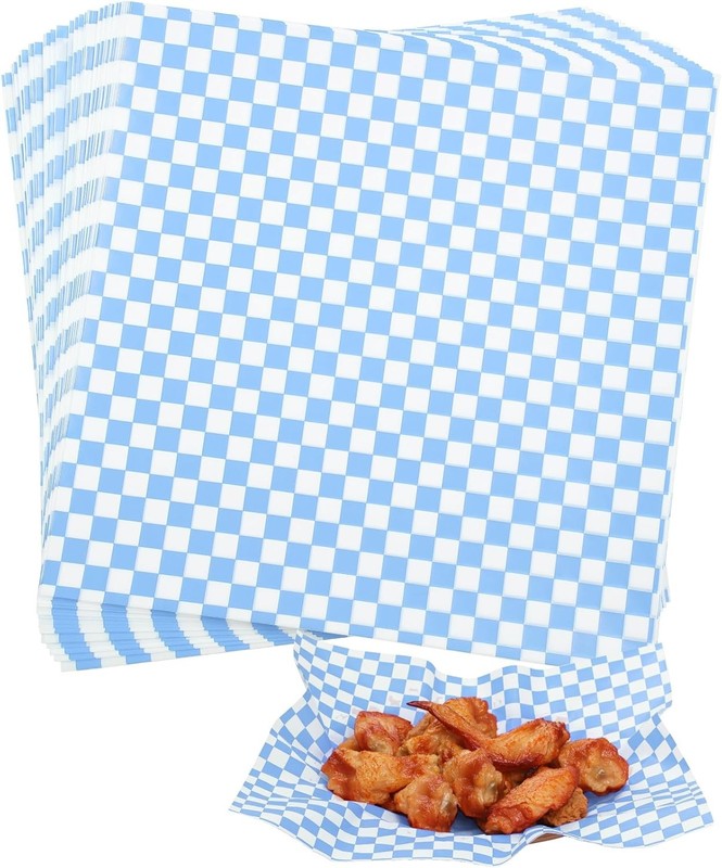 100 Sheets Blue and White Cheered Deli Paper Sheets 12 * 12 Inch,