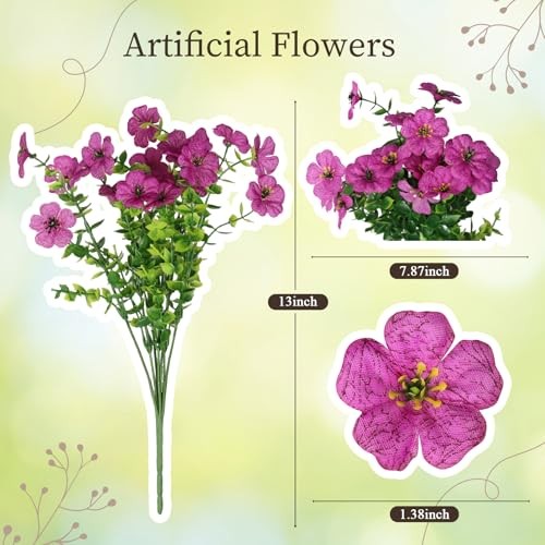 Artificial Flowers for Outdoors, 16 Bundles UV Resistant Fake Mixed Colors gallery