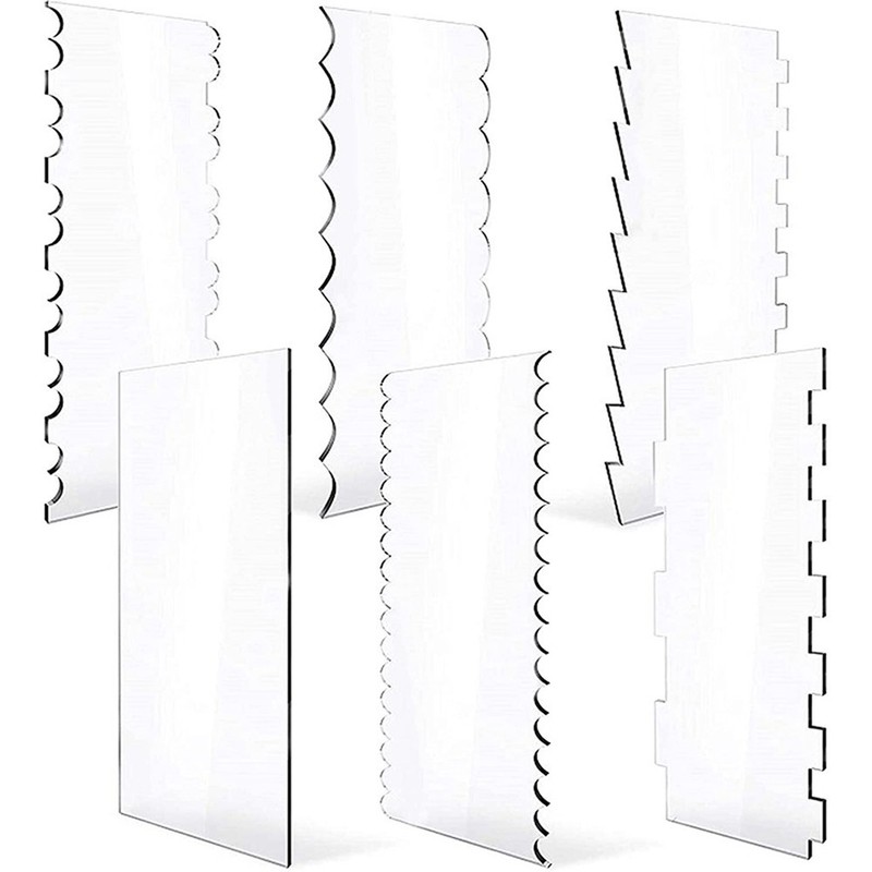 Accessories Cake Scraper Cake Comb 24x10x0.2cm 6 Different Shapes 6pcs/set