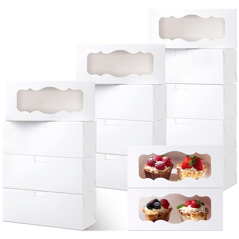 40 Pcs 9x4x3.5 Inch Cookie Boxes White Bakery Boxes with Window, Loaf Cake Bo…