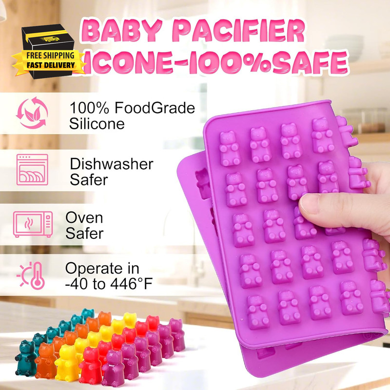 Candy Molds Silicone, with 2 Droppers, Non-Stick Silicone Candy Molds Including gallery