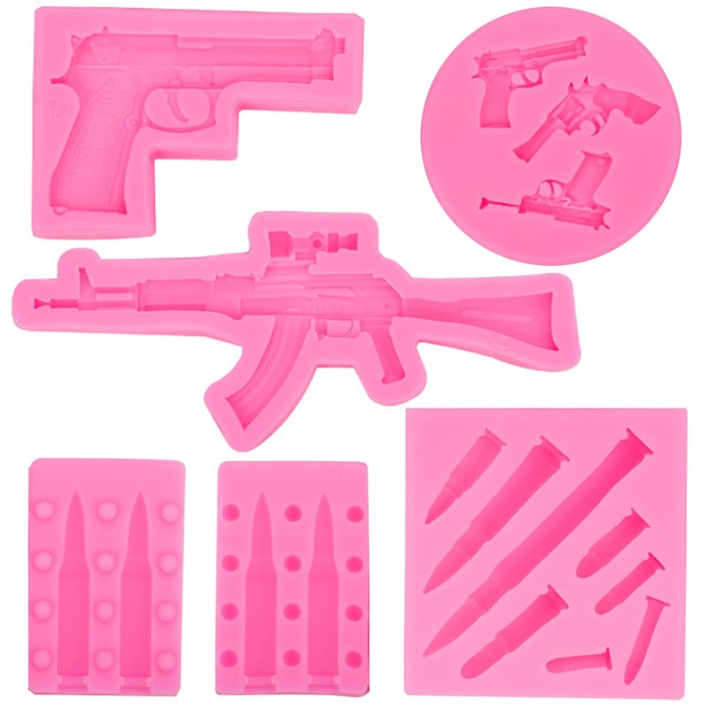 Gun Bullet Silicone Molds Pistol Fondant Mold 3D Machine