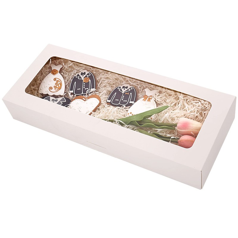 20-Pack 16" x 6.5" x 2.5" Cookie Boxes with Window, White Bakery Boxes, Straw... gallery