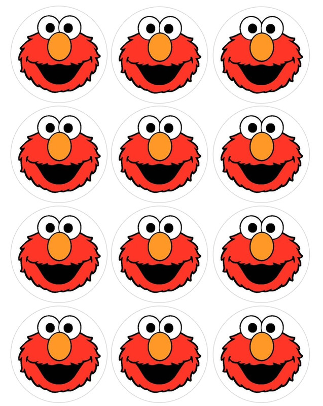 set of 12 Elmo edible wafer paper edible image rounds, Pre Cut, CHOOSE SIZE
