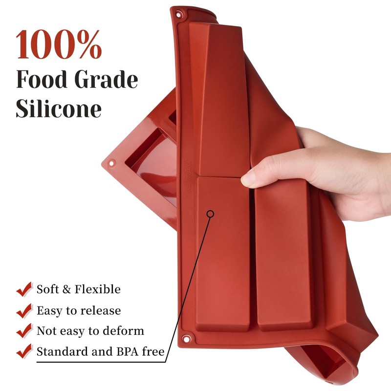 2 Pack Silicone Granola Bar Molds 8 Cavity Protein Energy Bar Baking Trays gallery