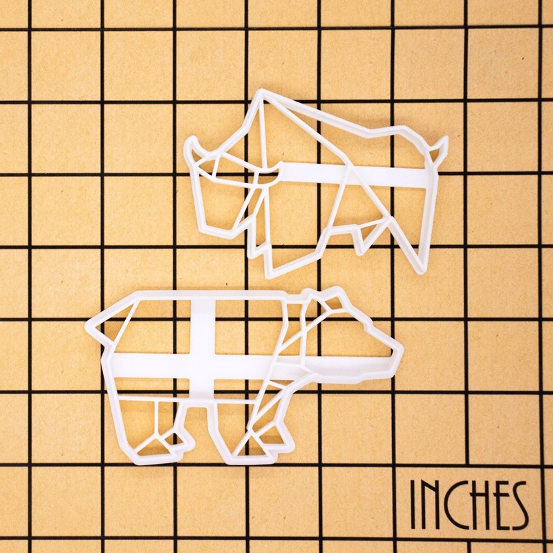 Origami Bull & Bear Cookie Cutters - animal stock market woodland forest nursery gallery