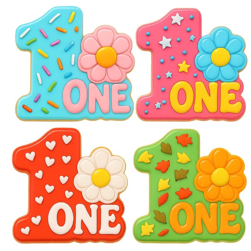 Number 1 with Retro Daisy Cookie Cutter & Stamp 4x3.2" for Baking & Fondant gallery