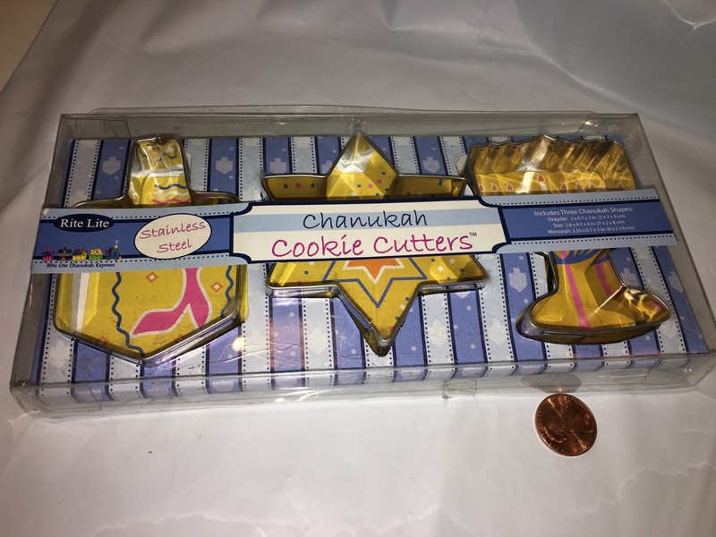 new metal Rite Lite Chanukah 3 piece Cookie Cutters dreidel star menorah
