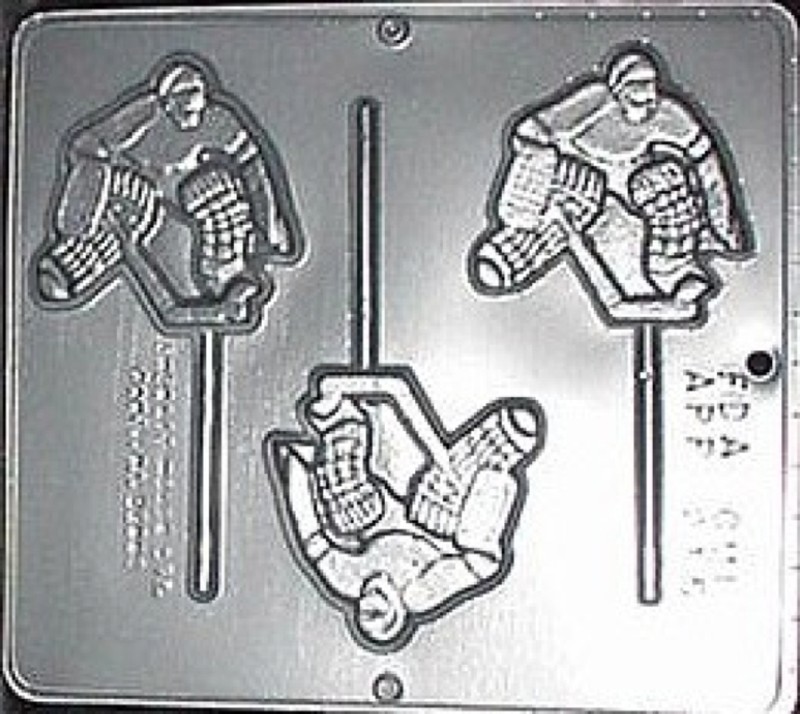 Hockey Player Goalie Lollipop Chocolate Candy Mold 215 NEW gallery