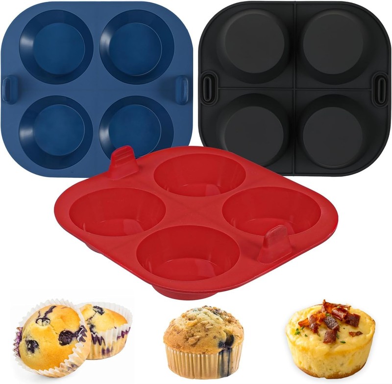 3PCS Silicone Air Fryer Muffin Pan for Baking 4 Cavity Air Fryer Egg Bites