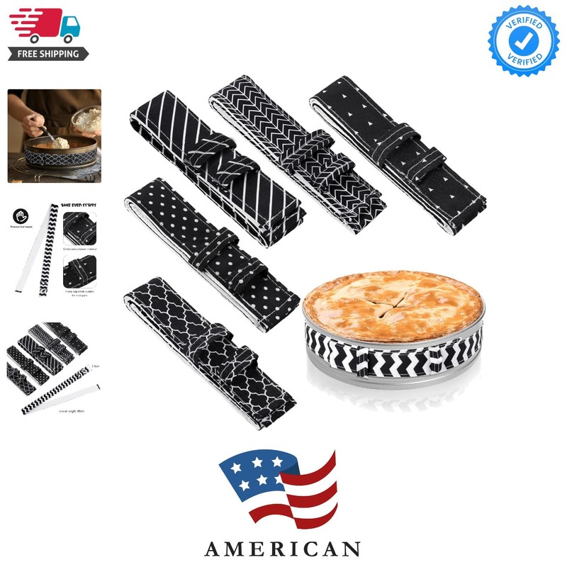 6 Pcs Cake Strips for Even Baking, Absorbent Thick Cotton Cake Pan Dampen Str…