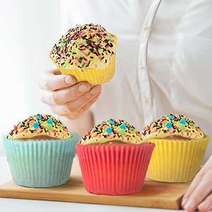 Gifbera Bright Rainbow Jumbo Cupcake Liners 400-Count, Large Solid Colorful gallery