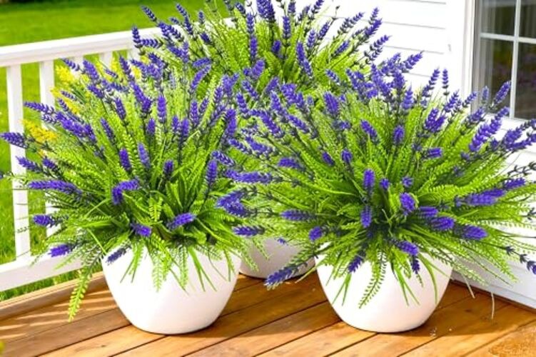 17.8" Artificial Faux Outdoor Plants UV Resistant No Fade Spring 12 Purple gallery